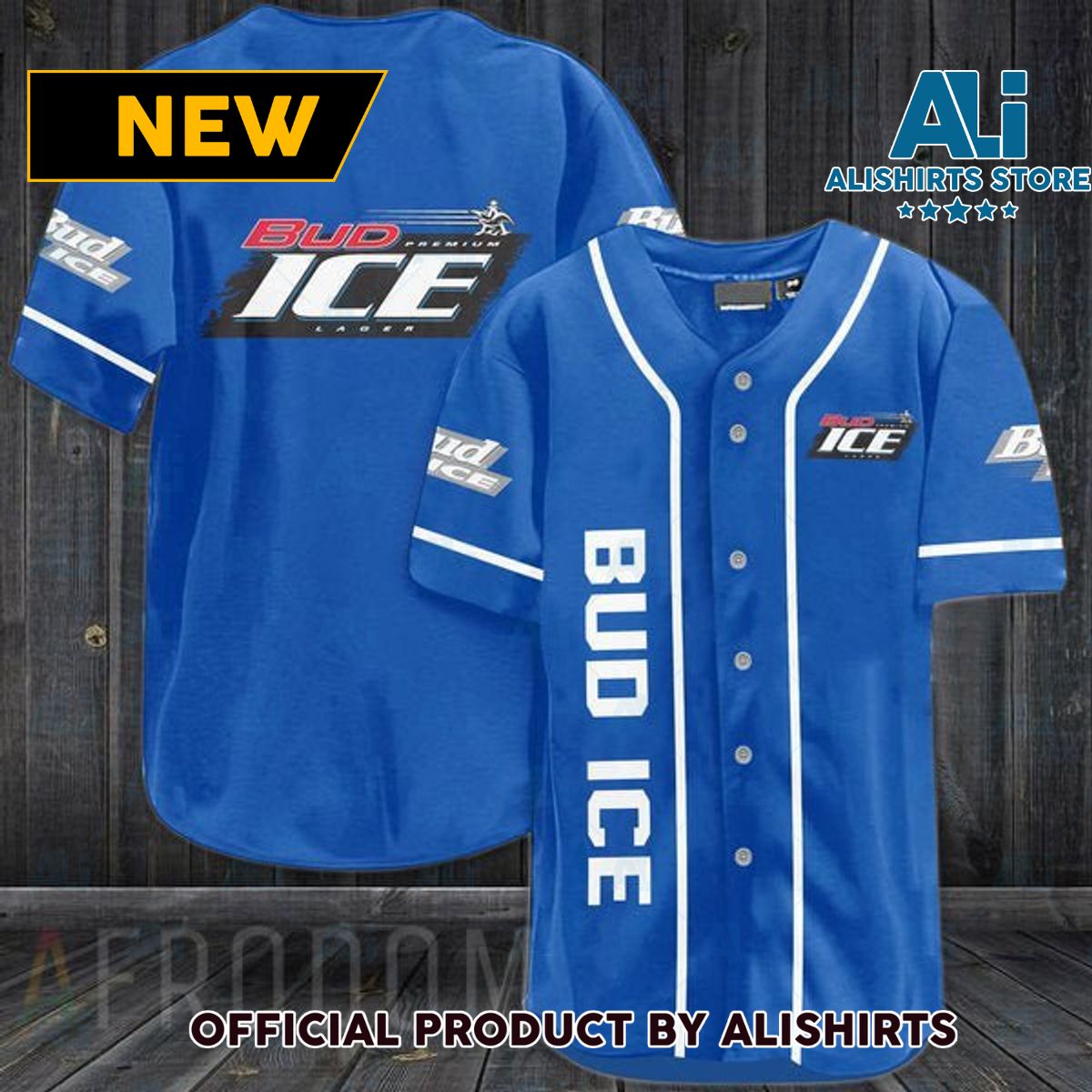 Blue Bud Ice Beer Baseball Jersey