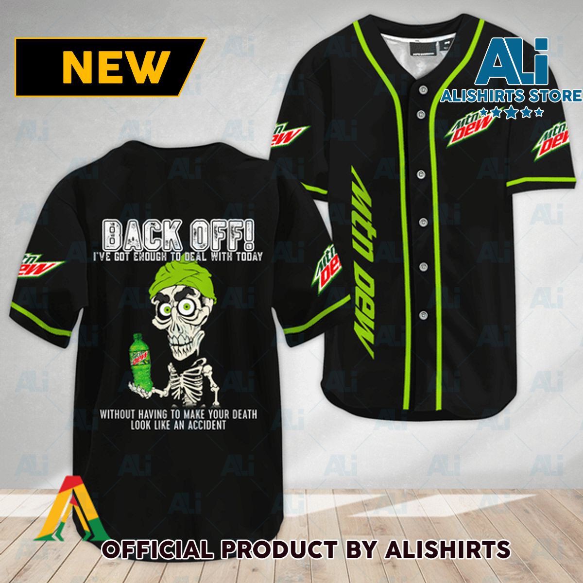 Achmed Back Off With Mountain Dew Baseball Jersey