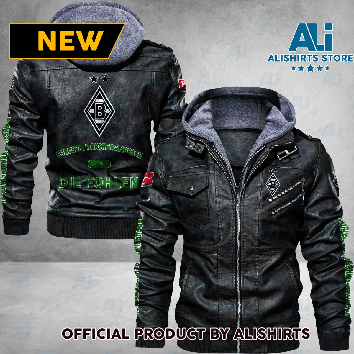 Bundesliga Borussia Monchengladbach Logo Leather Jacket