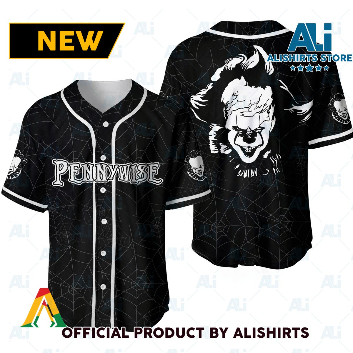 Halloween Spider Clown Pennywise IT Baseball Jersey