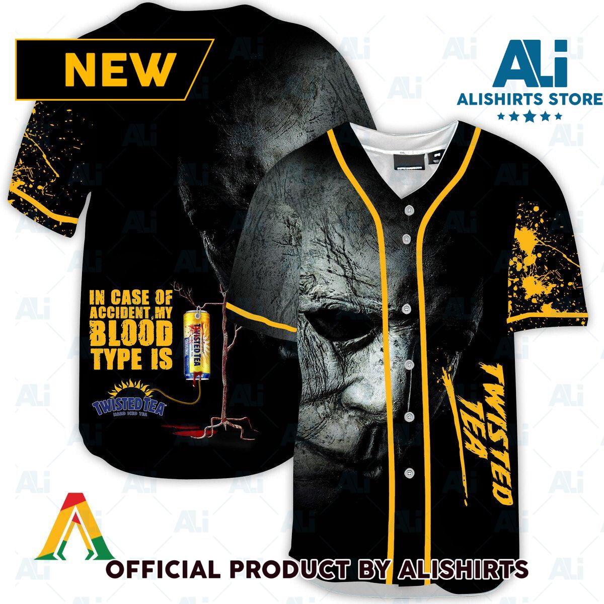 Halloween Horror Michael Myers Twisted Tea Baseball Jersey