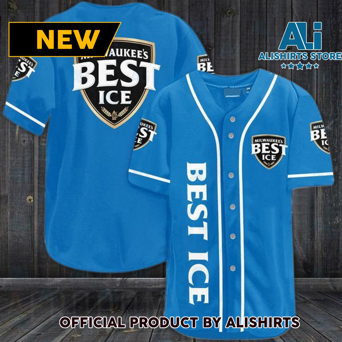 Blue Milwaukee's Best Ice Baseball Jersey