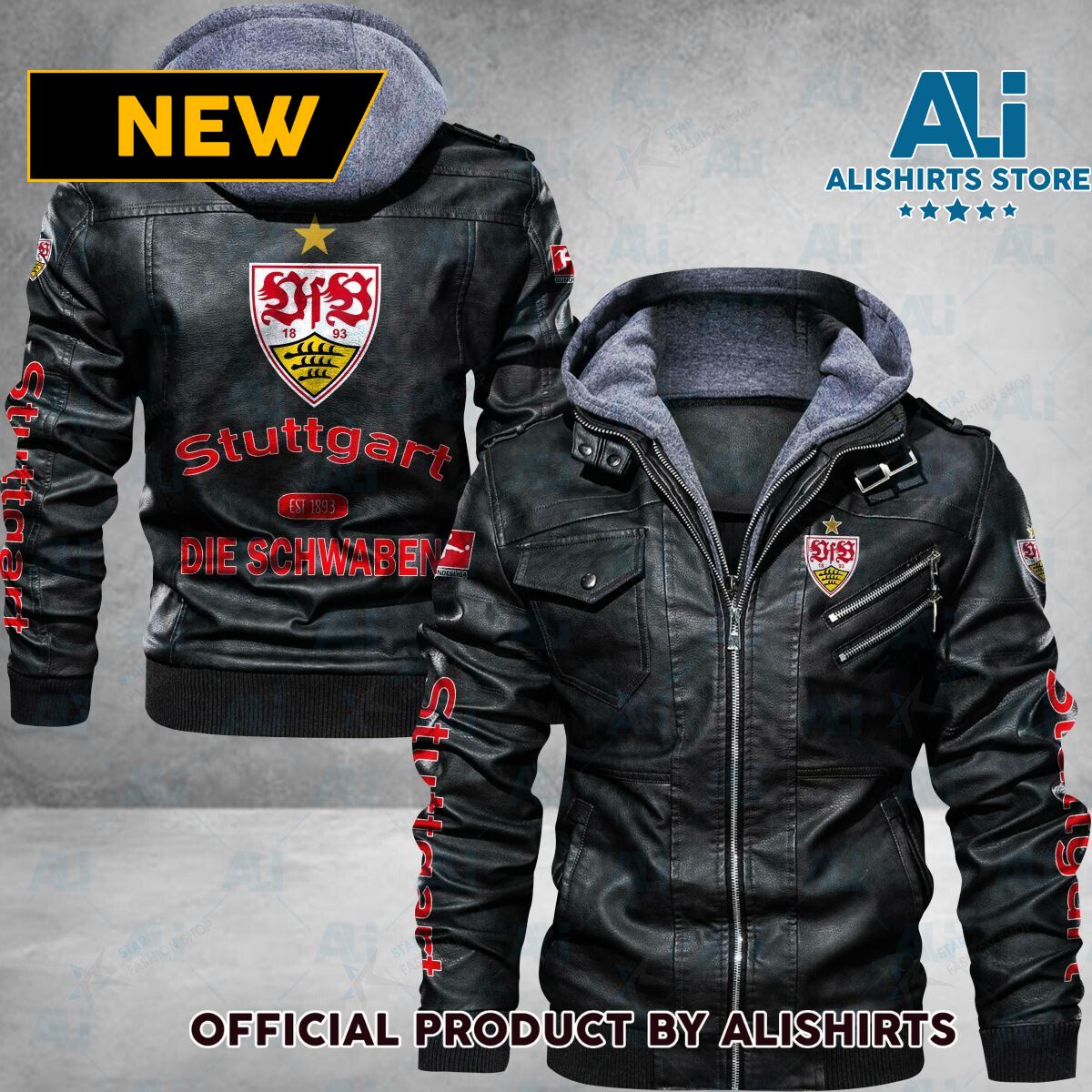 Bundesliga VfB Stuttgart Logo Leather Jacket