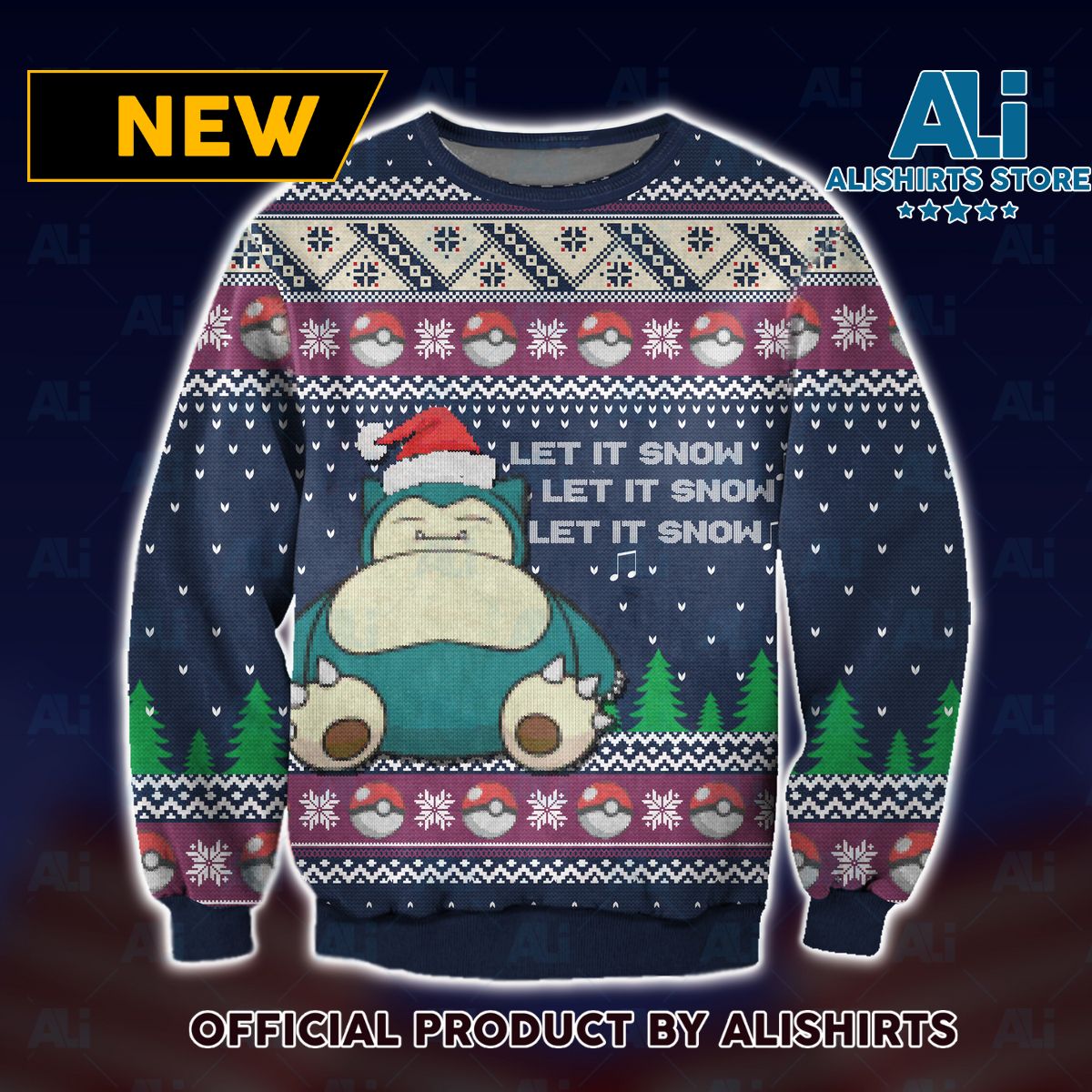 Snorlax Let it Snor Ugly Christmas Sweater