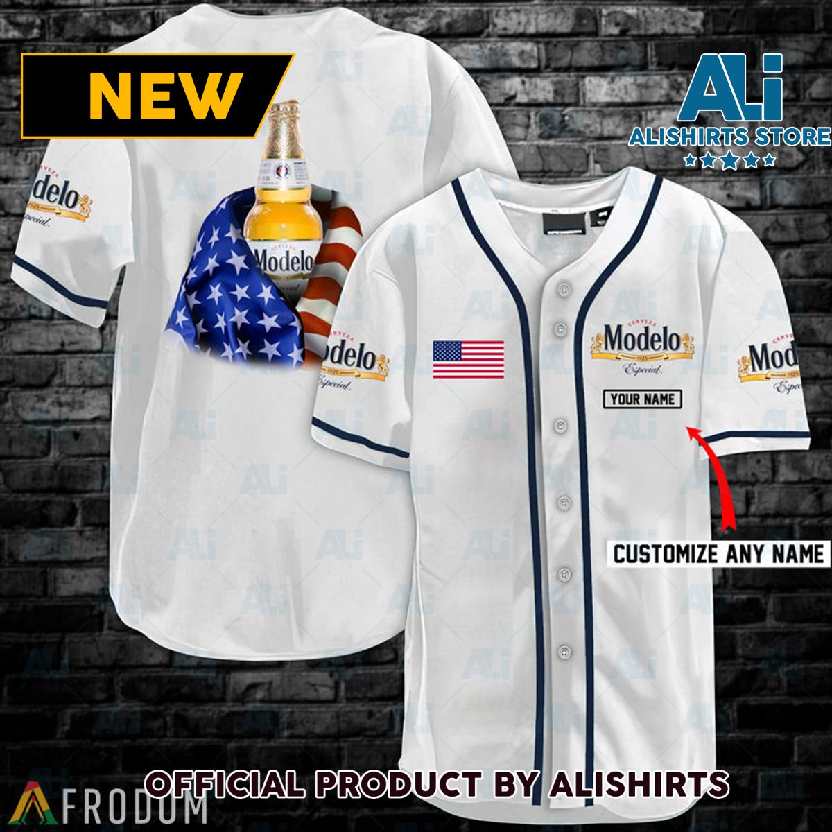 Personalized Vintage White USA Flag Modelo Jersey Shirt