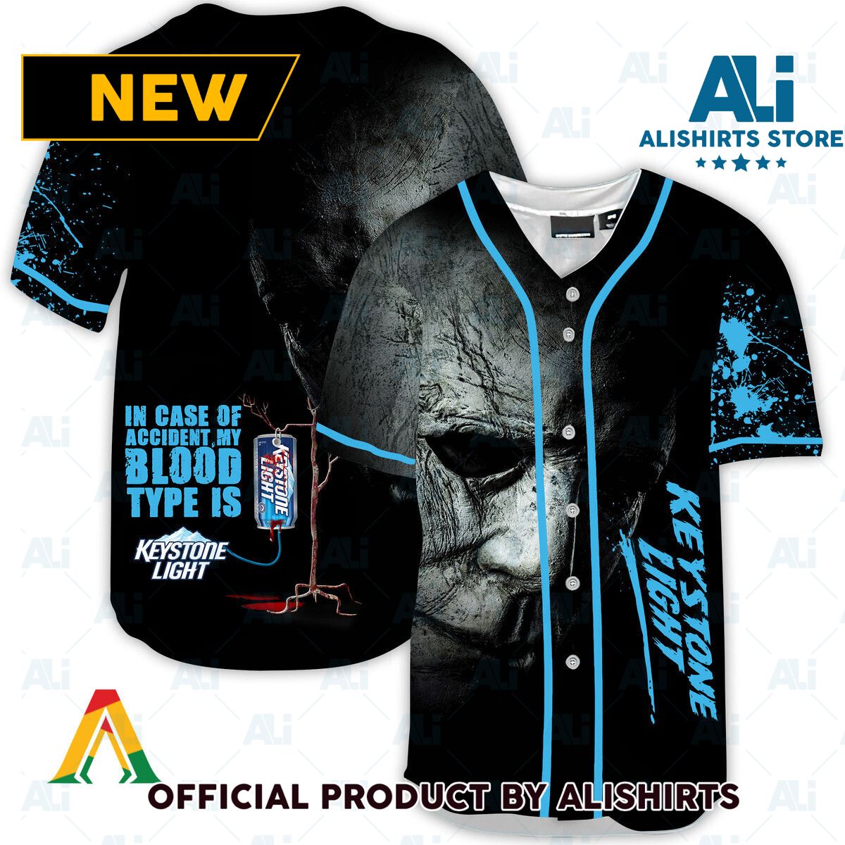 Halloween Horror Michael Myers Keystone Light Baseball Jersey