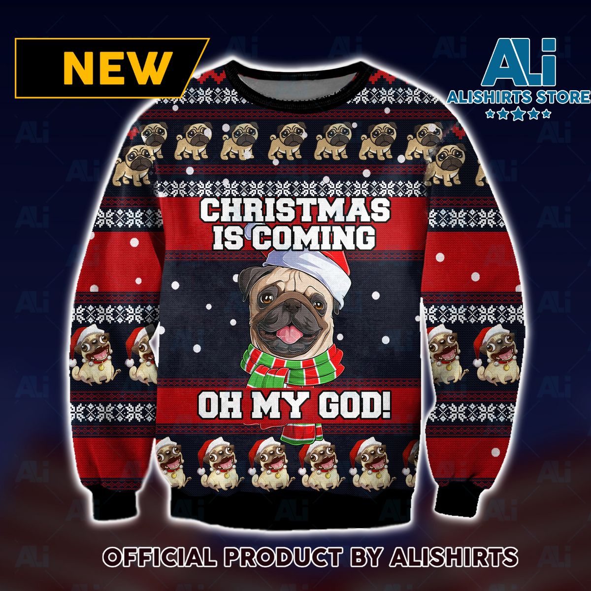 Pug Christmas Oh My God Ugly Christmas Sweater