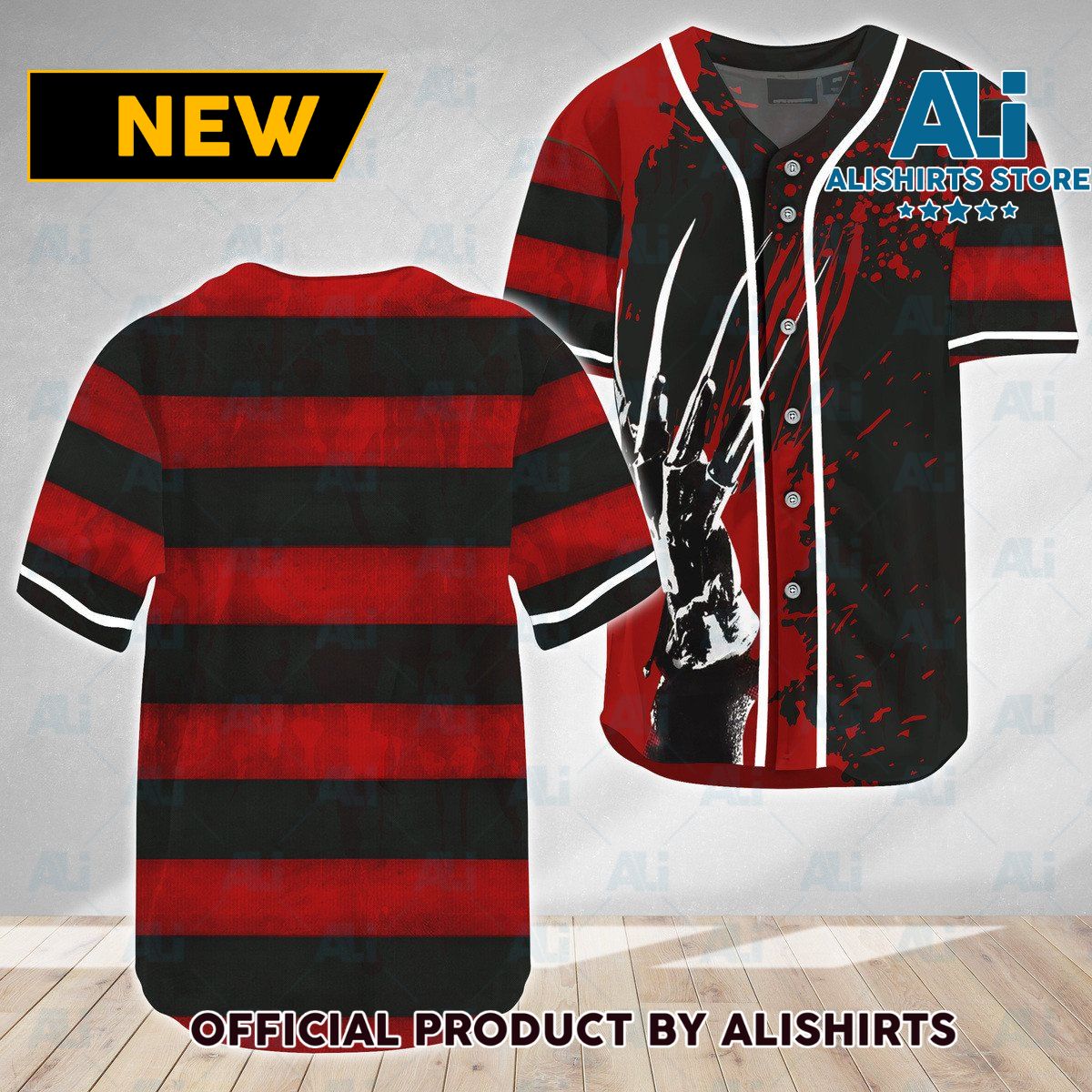 Freddy Krueger Horror Movie Halloween Baseball Jersey