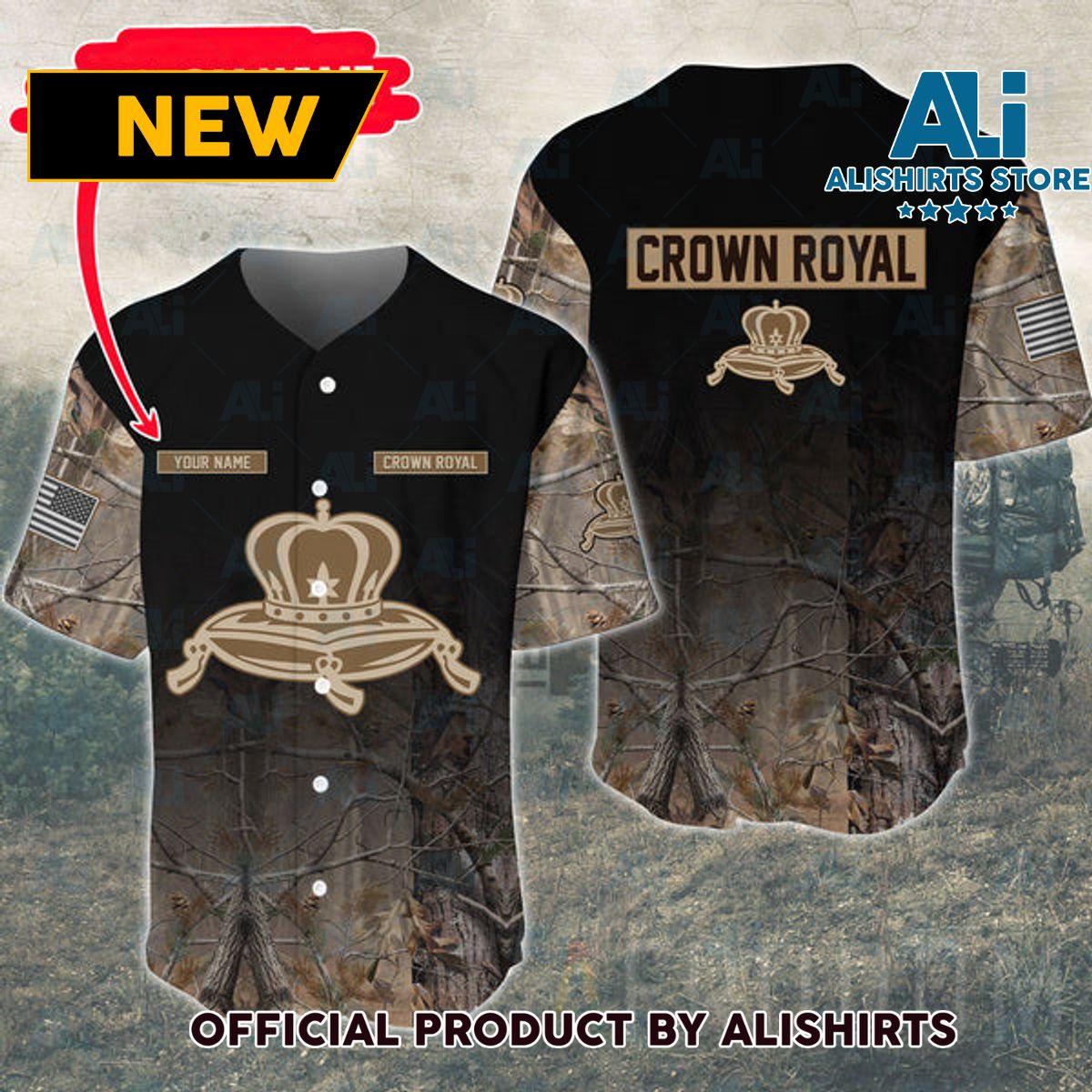 Personalized Deer Hunting Crown Royal Baseball Jersey