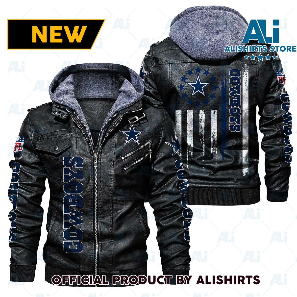 NFL Dallas Cowboys Patriotic Flag Leather Jacket