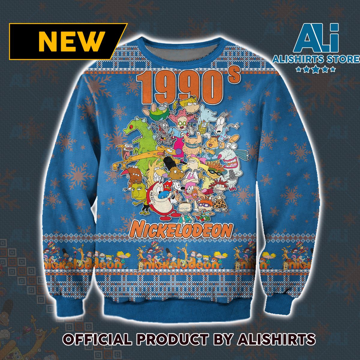 1990s Nickelodeon Iconic Characters Ugly Christmas Sweater