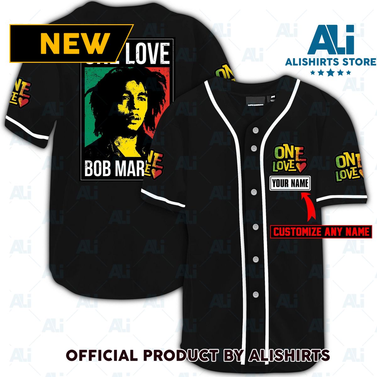 Personalized One Love Bob Marley Jersey Shirt