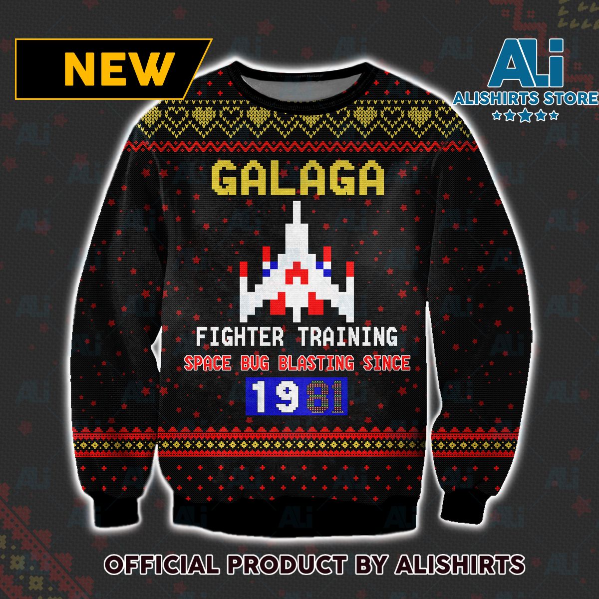 Galaga Space Bug Blasting Since 1981 Ugly Christmas Sweater