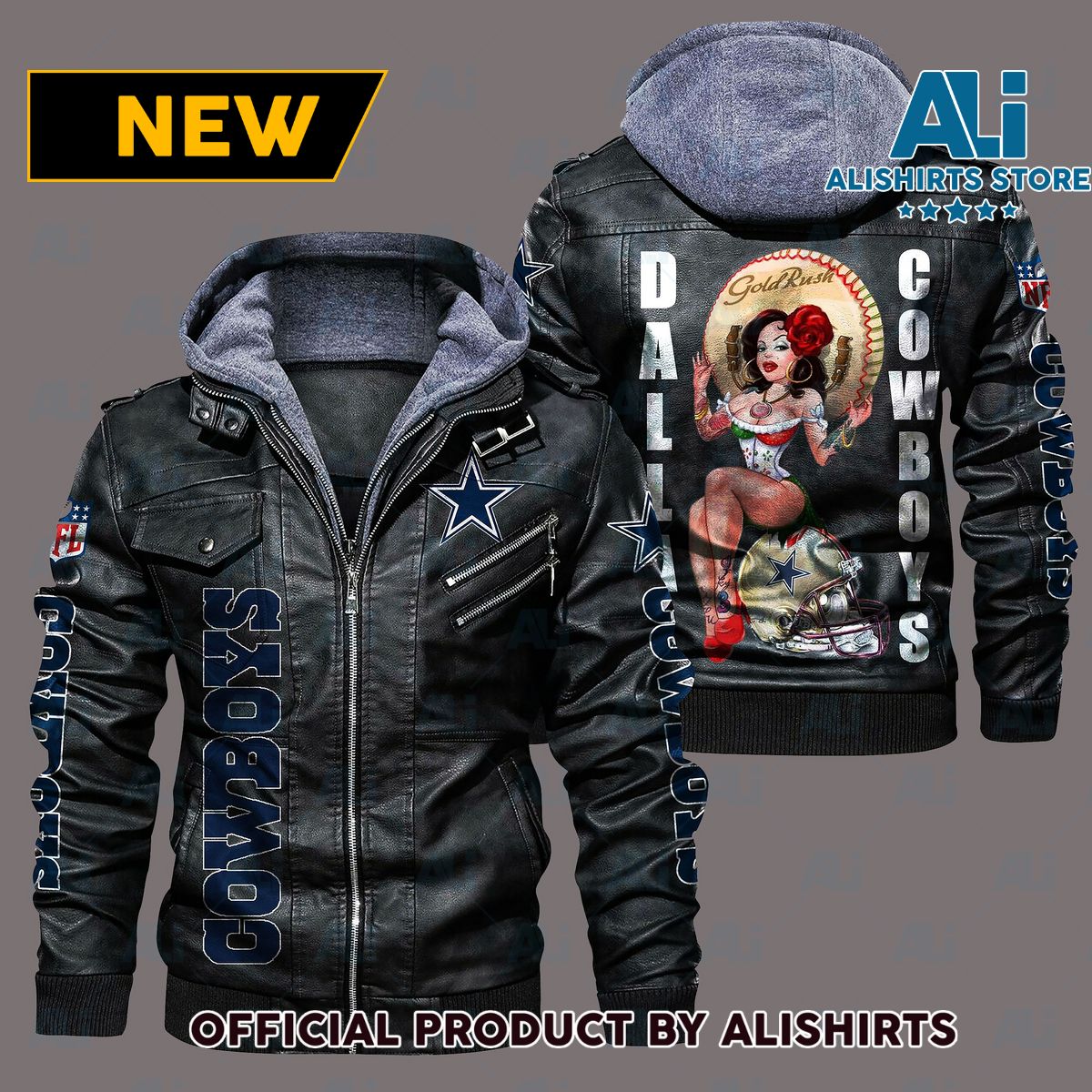 NFL Dallas Cowboys Gold Rush Girl Leather Jacket