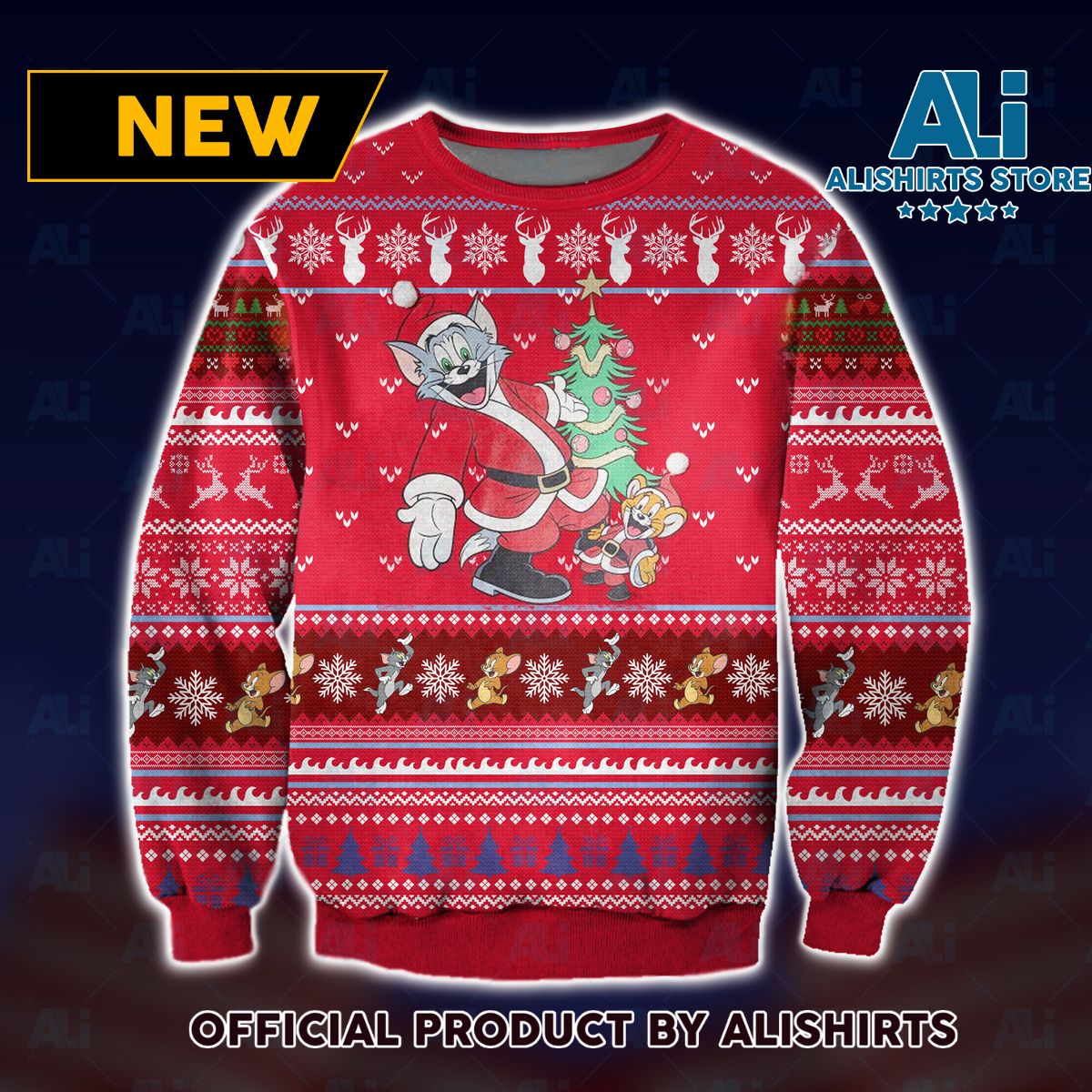 Tom and Jerry In Xmas Ugly Christmas Sweater