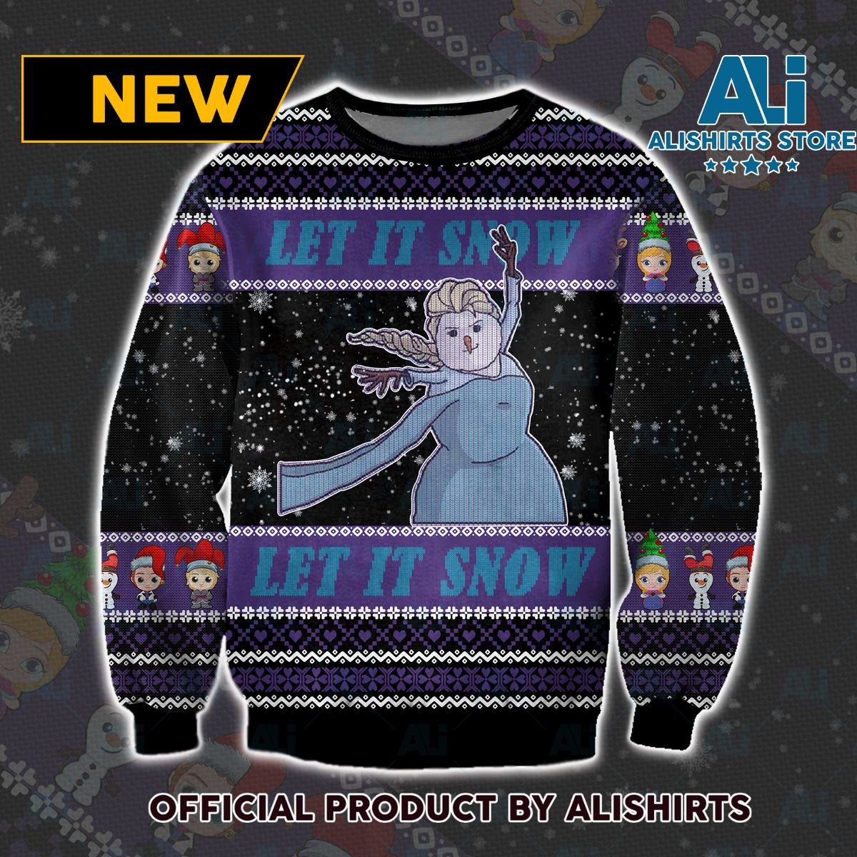 Let it Snow Elsa Olaf Ugly Christmas Sweater