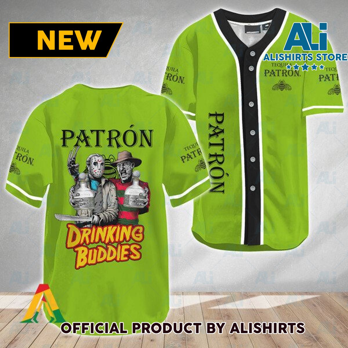 Horror Freddy Jason Drinking Buddies Tequila Patron Baseball Jersey