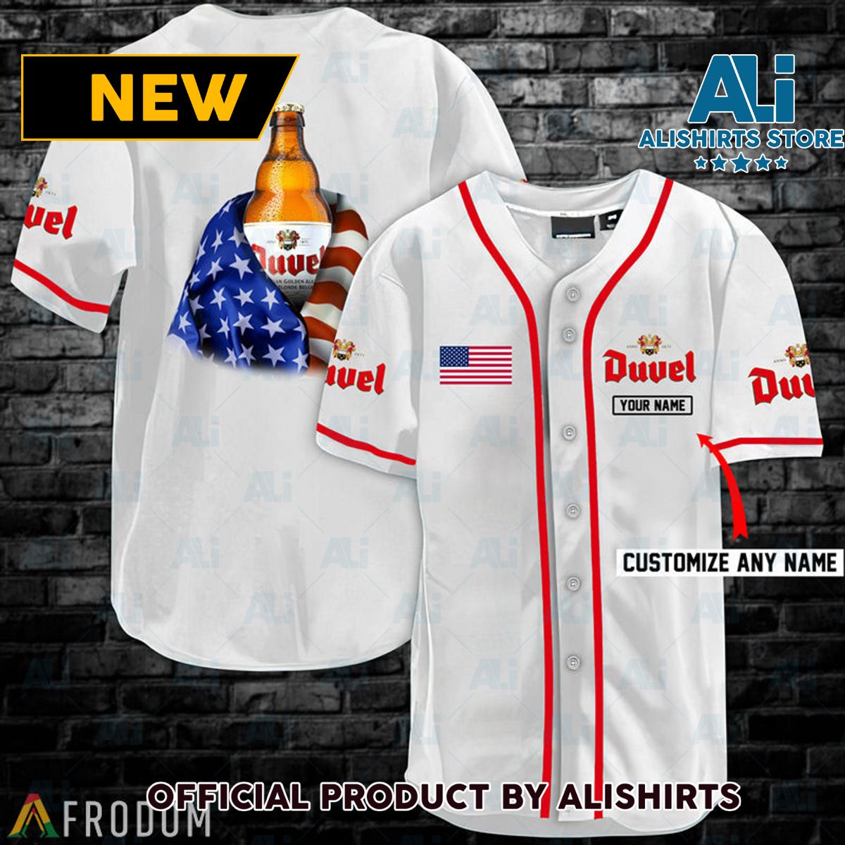 Personalized Vintage White USA Flag Duvel Jersey Shirt