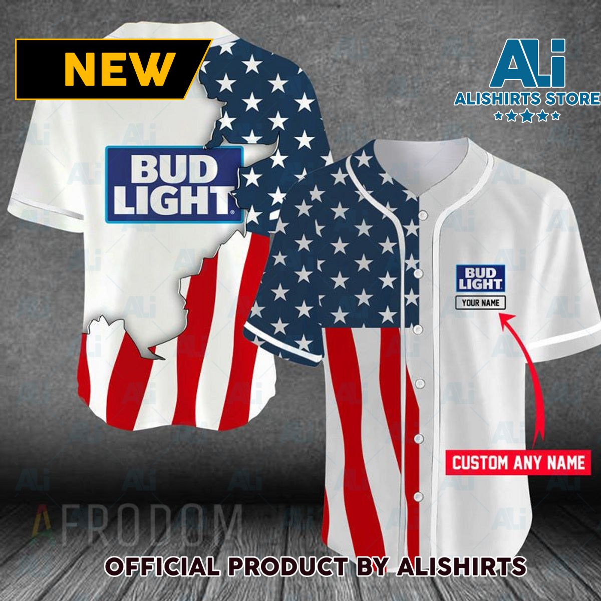 Personalized US Flag Bud Light Baseball Jersey