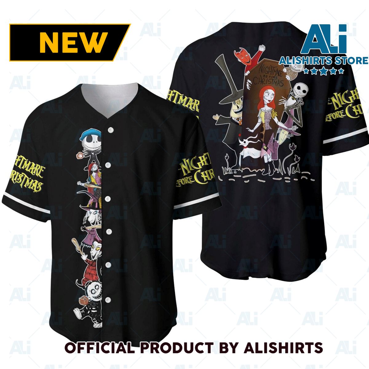 Black Squad Nightmare Before Christmas Baseball Jersey