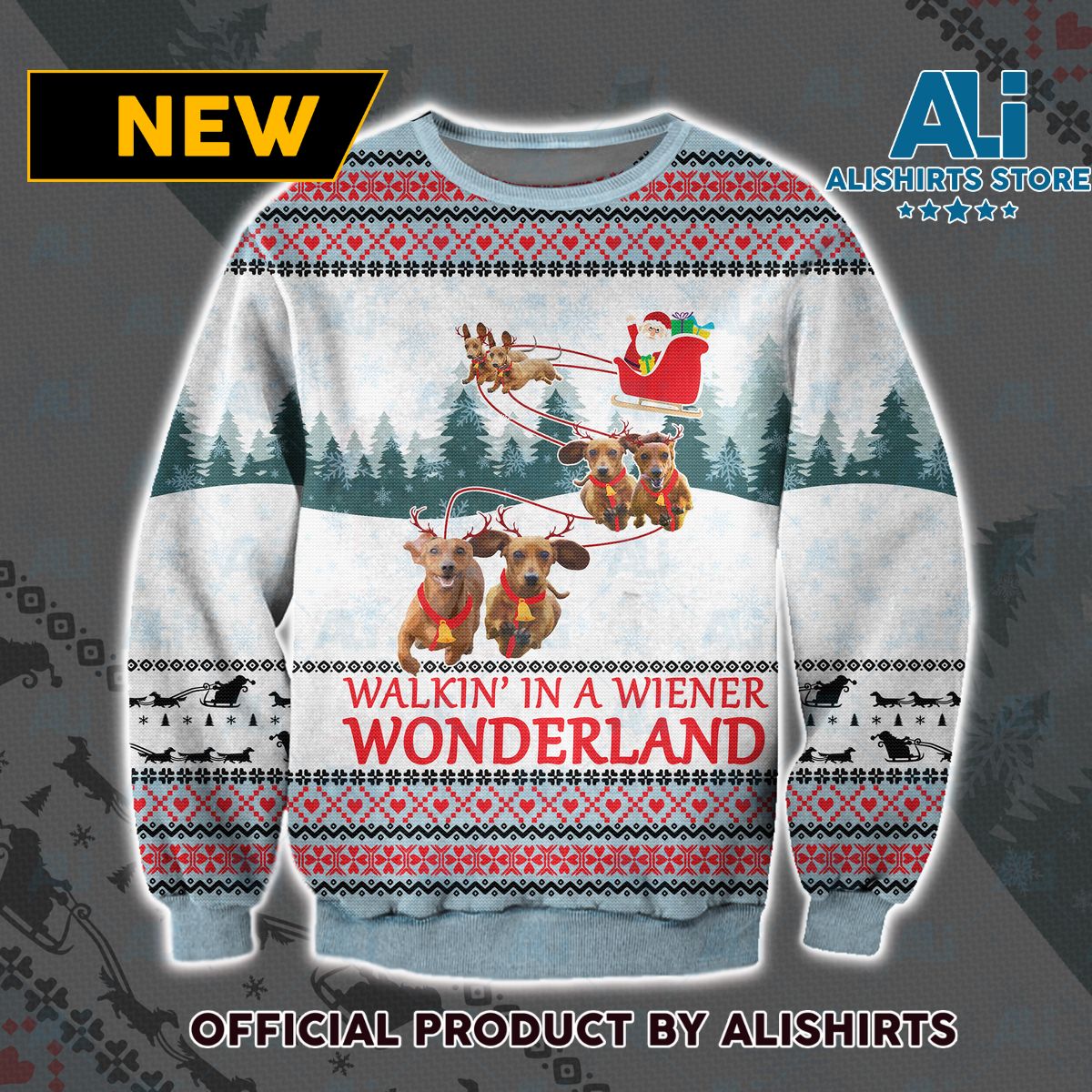 Walk’in in a Wiener Wonderland Ugly Christmas Sweater
