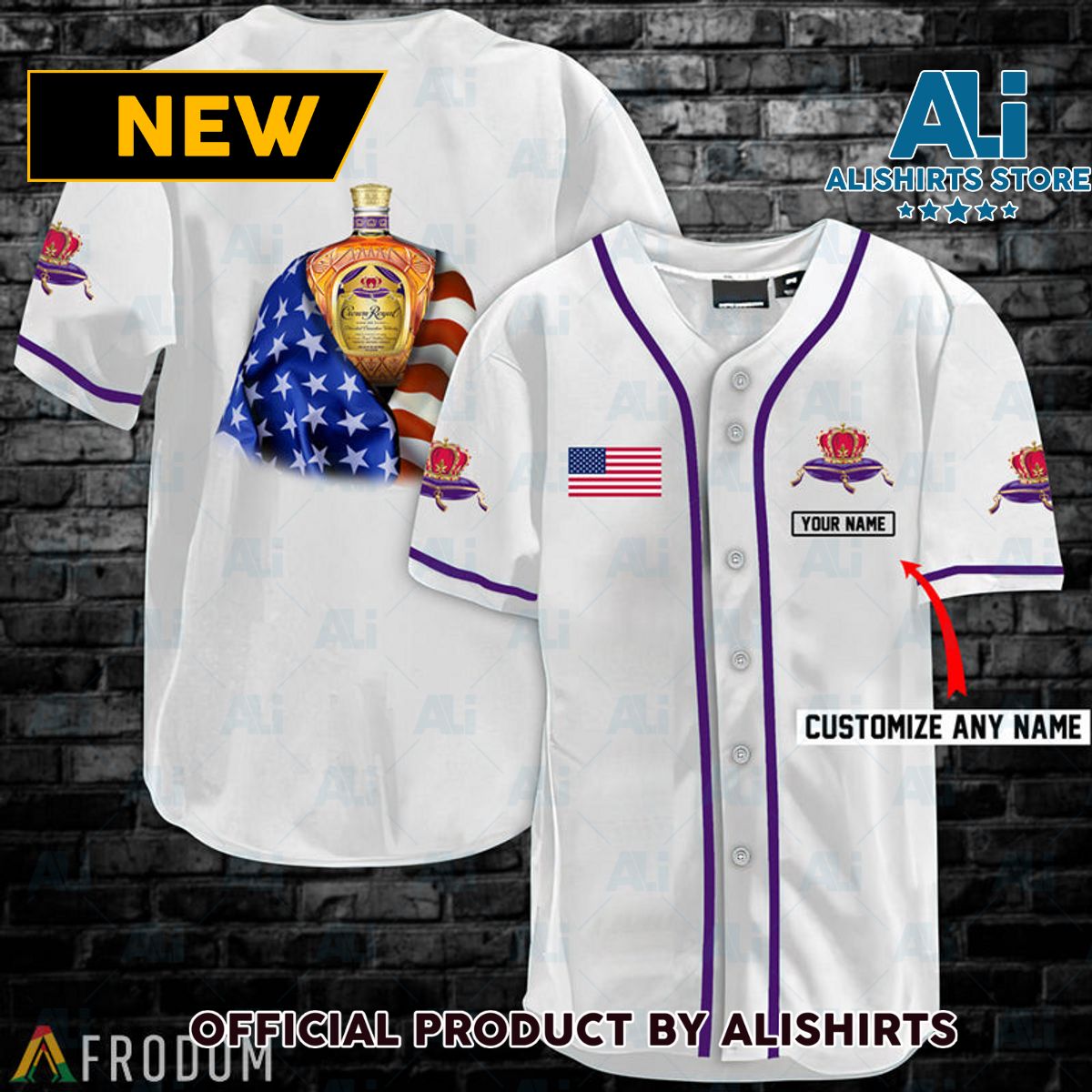 Personalized Vintage White USA Flag Crown Royal Jersey Shirt