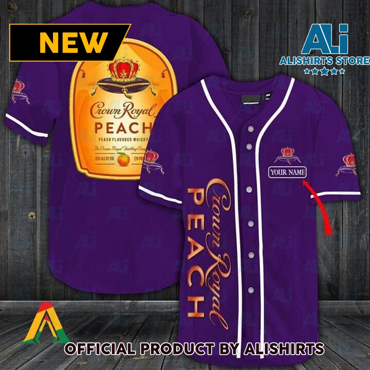 Personalized Crown Royal Peach Baseball Jersey Shirt