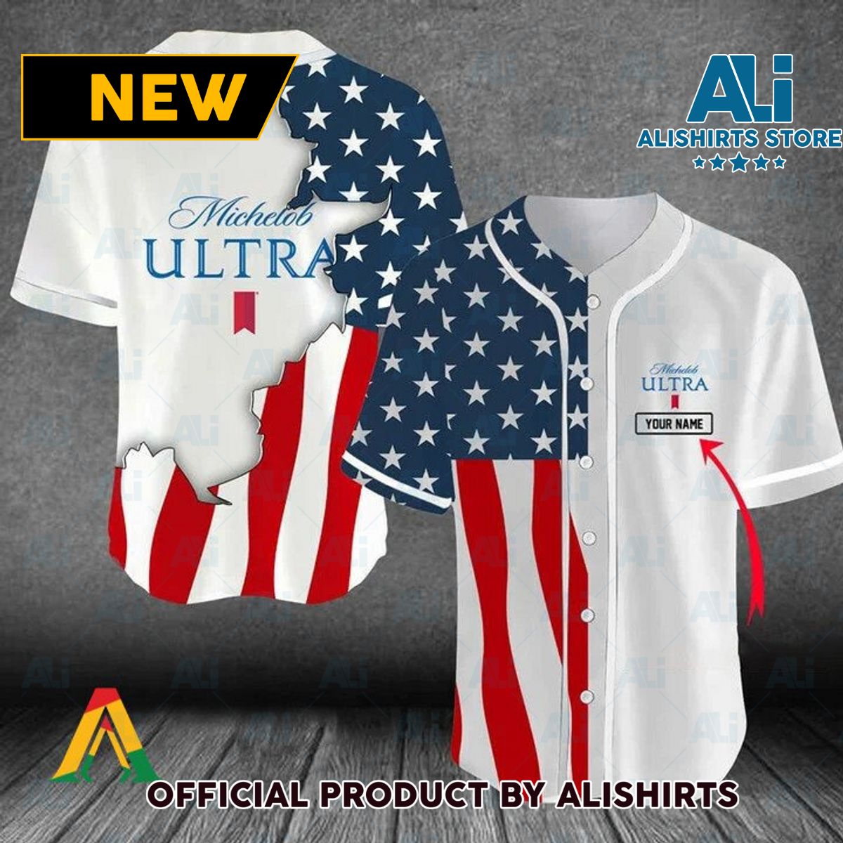 Personalized US Flag Michelob Ultra Baseball Jersey