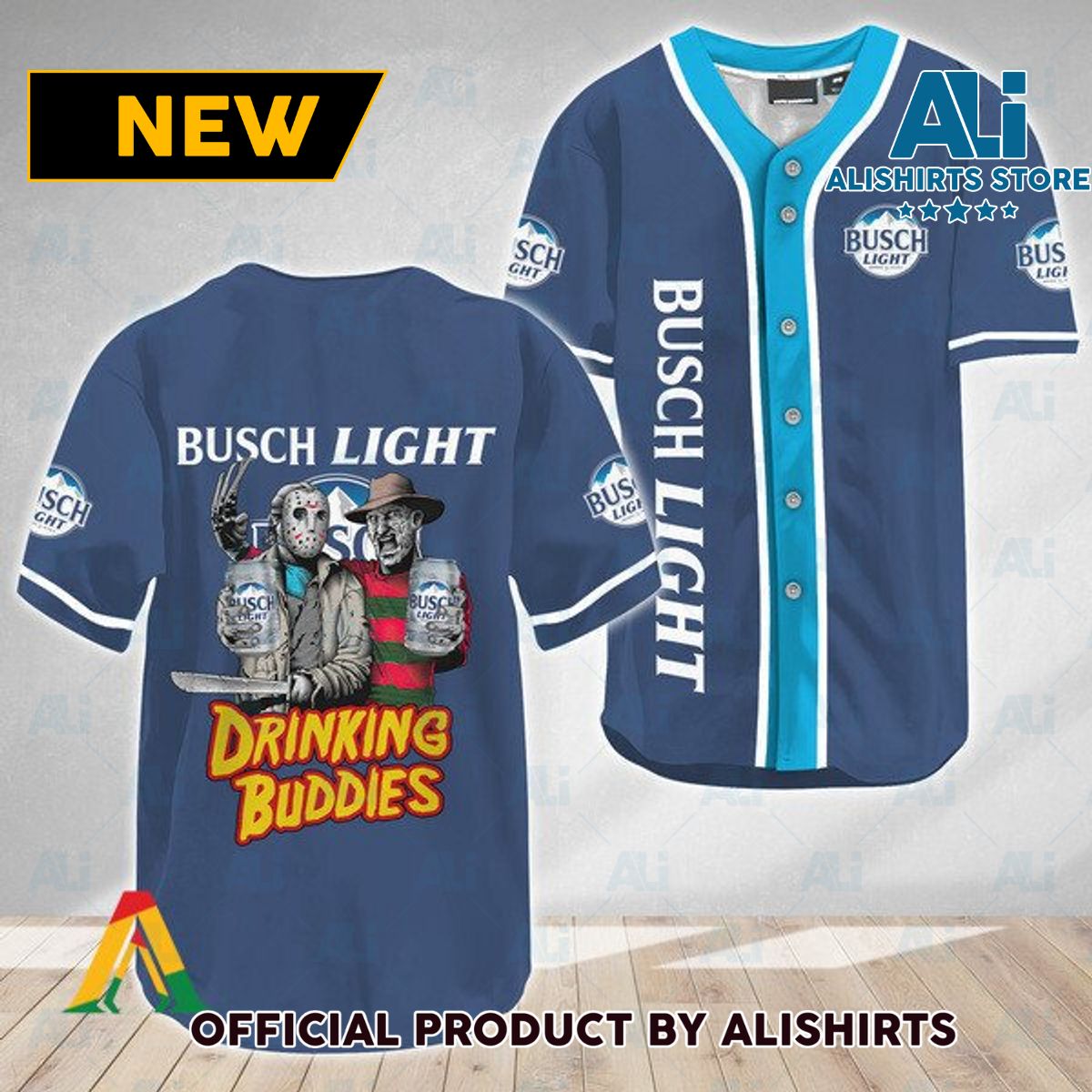 Horror Freddy Jason Drinking Buddies Busch Light Baseball Jersey