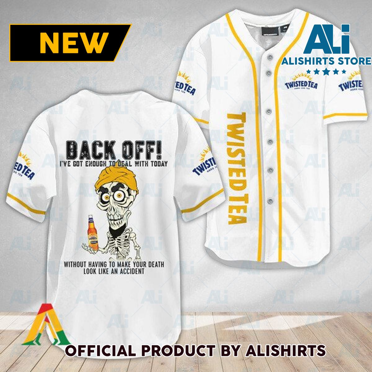 Achmed Back Off With Twisted Tea Baseball Jersey