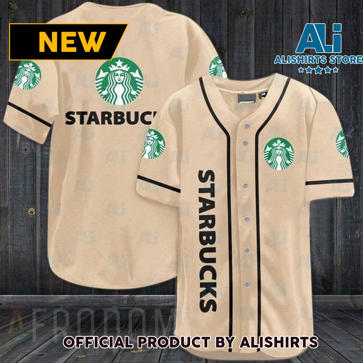 Beige Starbucks Baseball Jersey