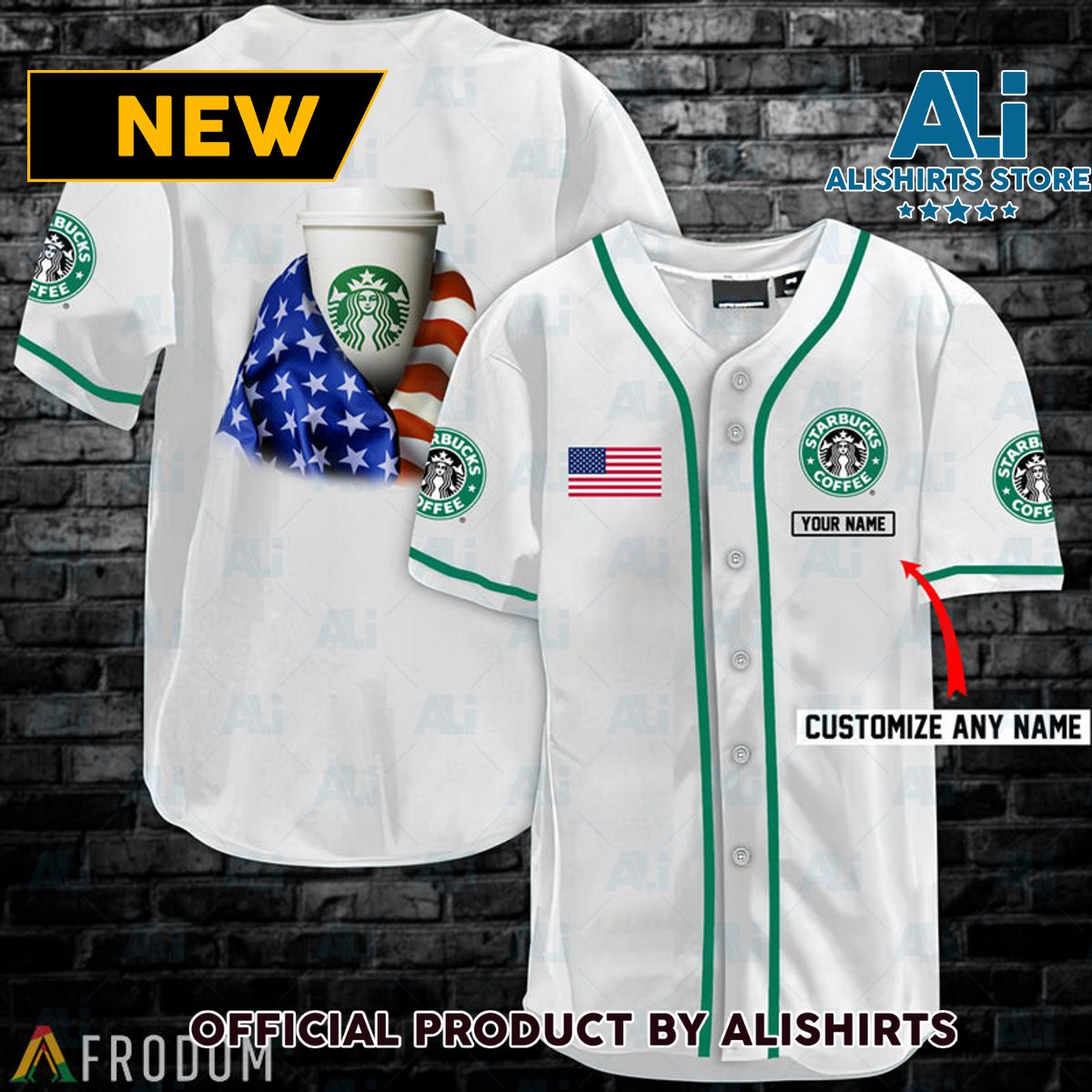 Personalized Vintage White USA Flag Starbucks Jersey Shirt