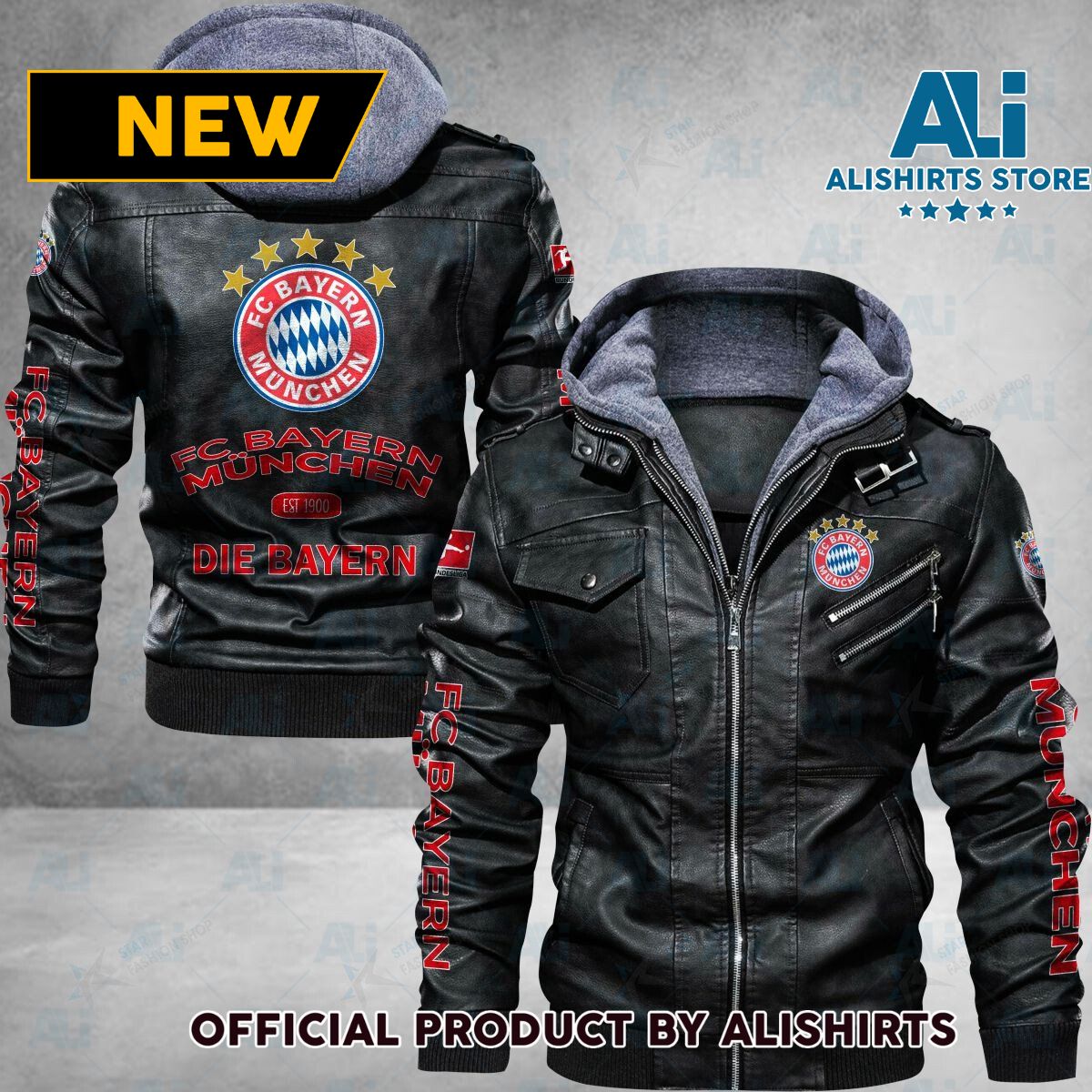 Bundesliga FC Bayern Munchen Logo Leather Jacket