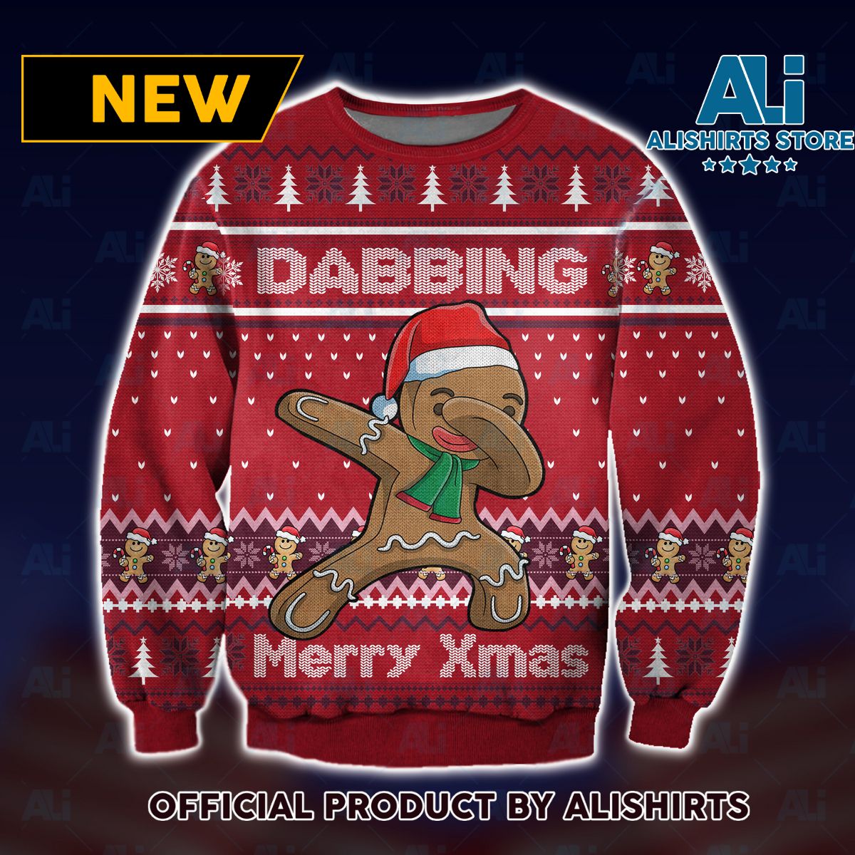 Dabbing Gingerbread Man Ugly Christmas Sweater