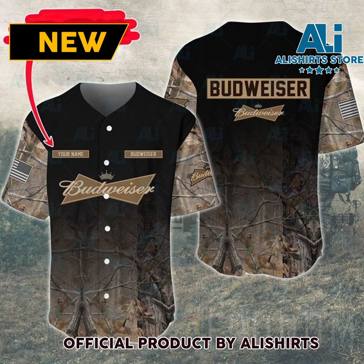 Personalized Deer Hunting Budweiser Baseball Jersey