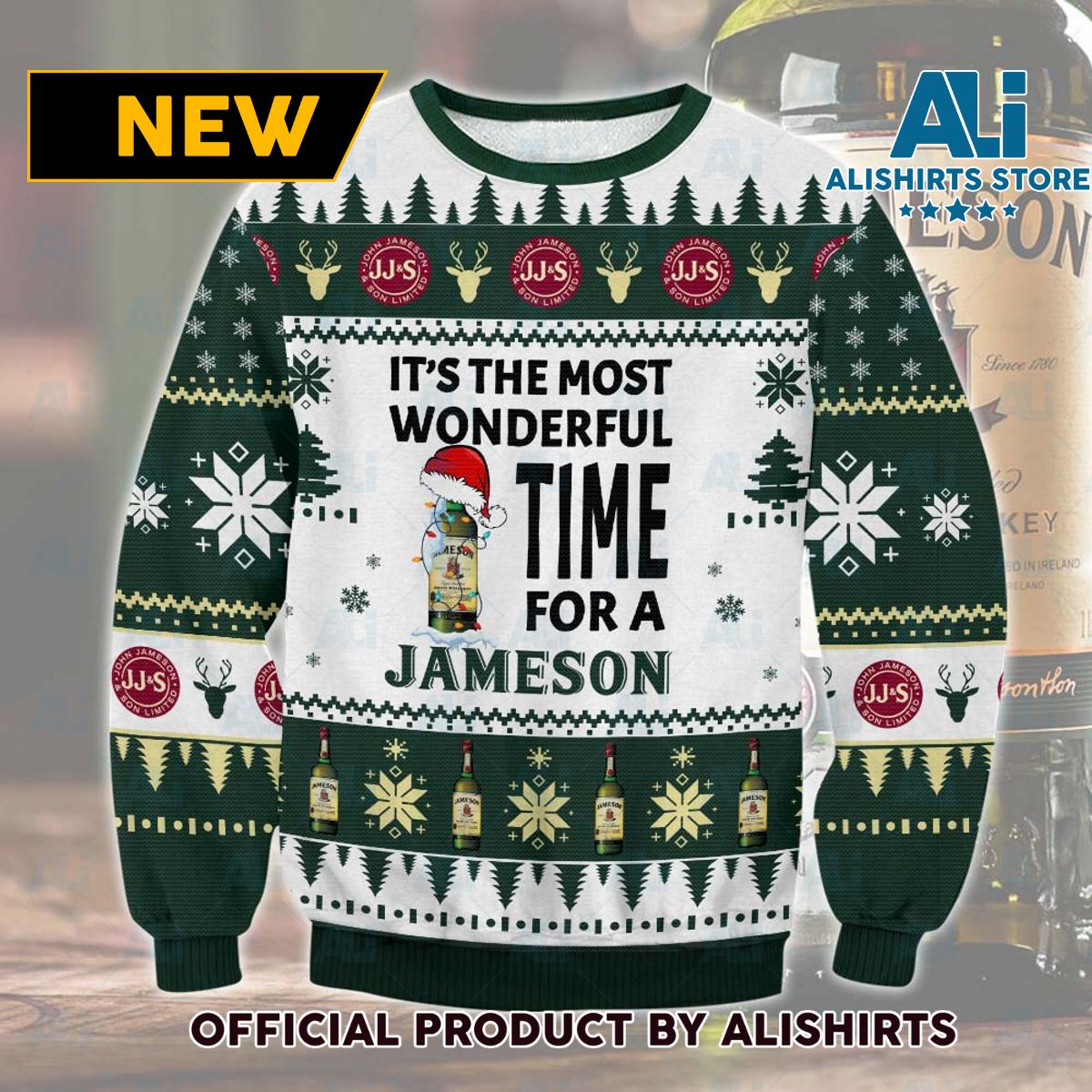 Jameson Wonderful Time Ugly Christmas Sweater