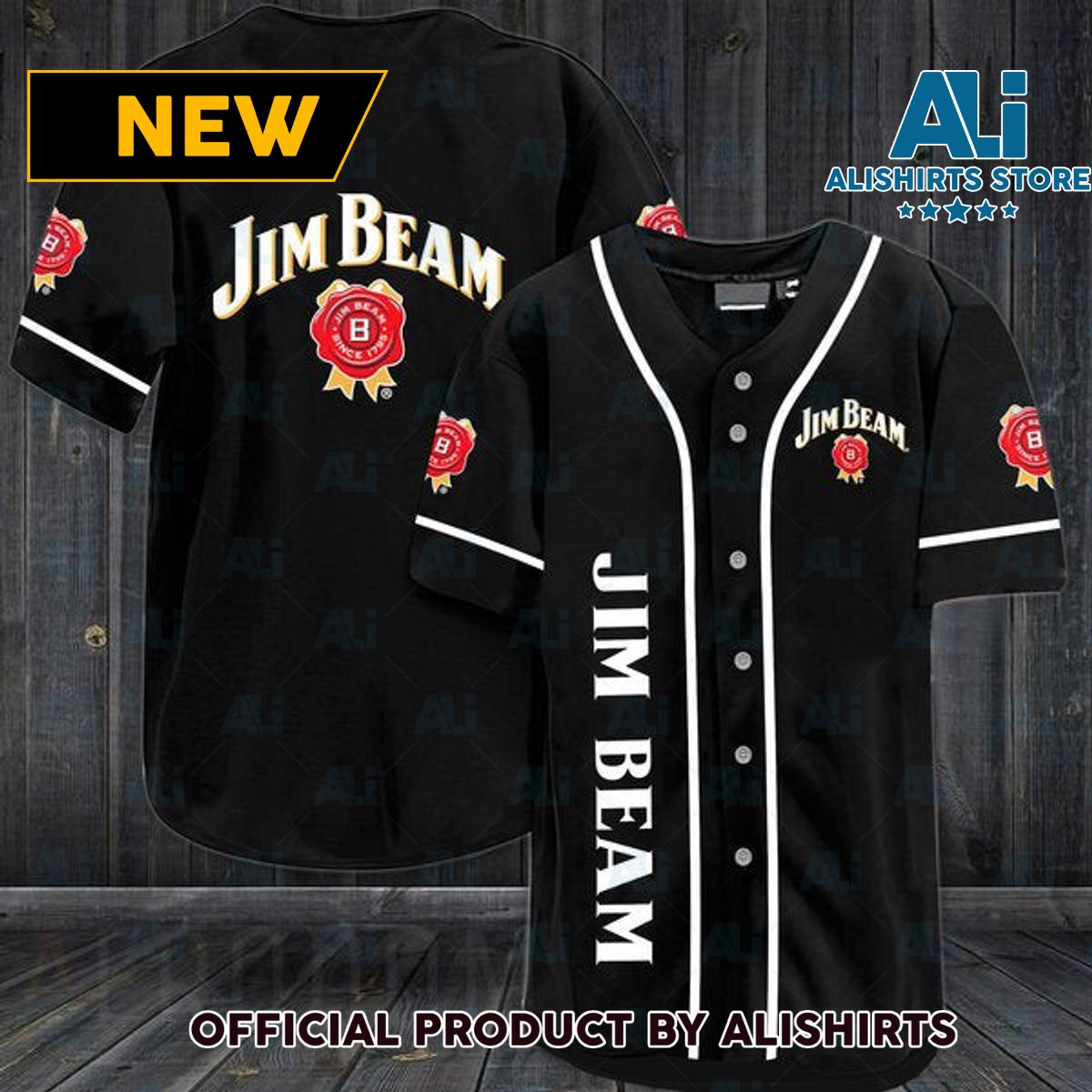 Black Jim Beam Bourbon Whiskey Baseball Jersey