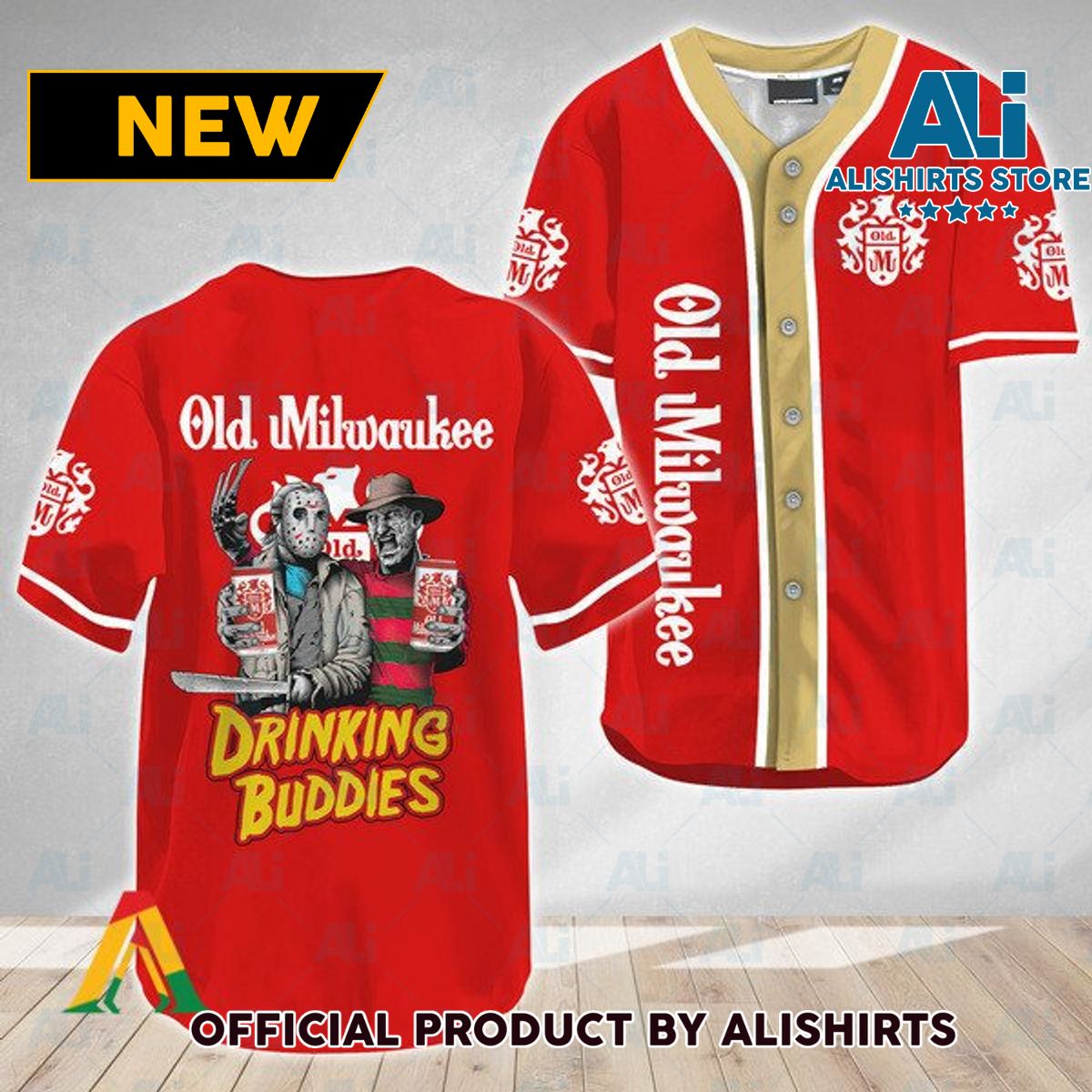 Horror Freddy Jason Drinking Buddies Old Milwaukee Baseball Jersey