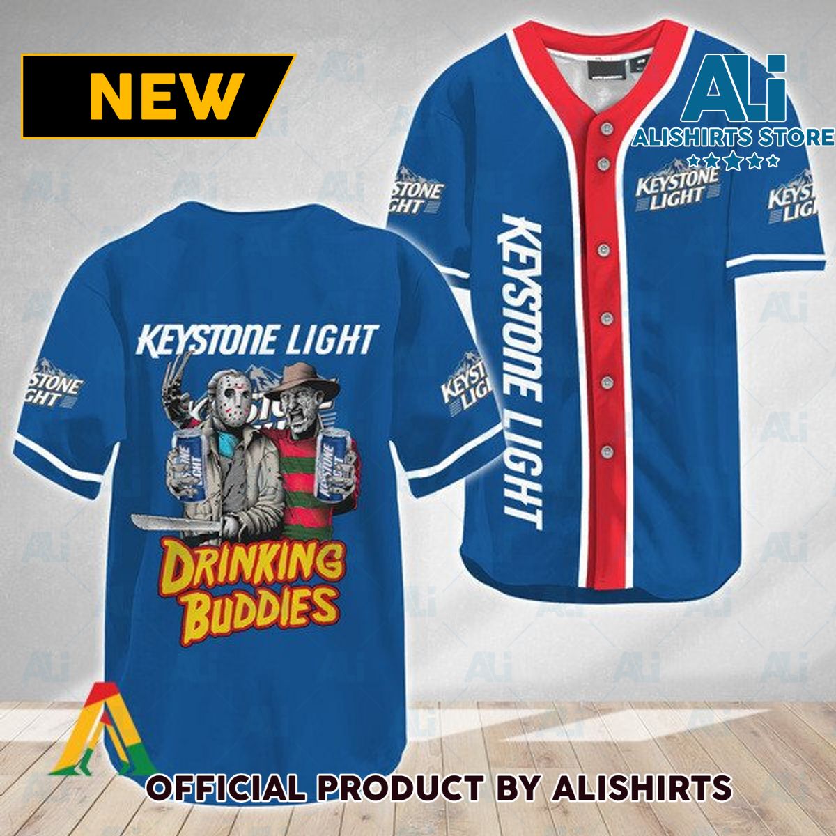 Horror Freddy Jason Drinking Buddies Keystone Light Baseball Jersey