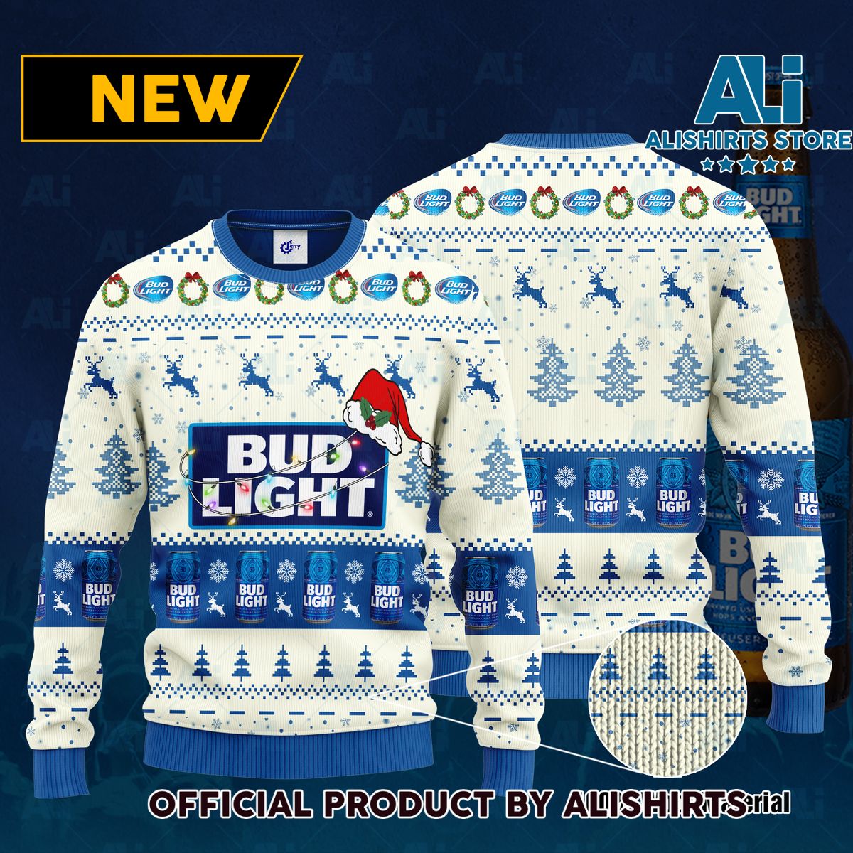 Bud Light Santa Hat Christmas Ugly Christmas Sweater