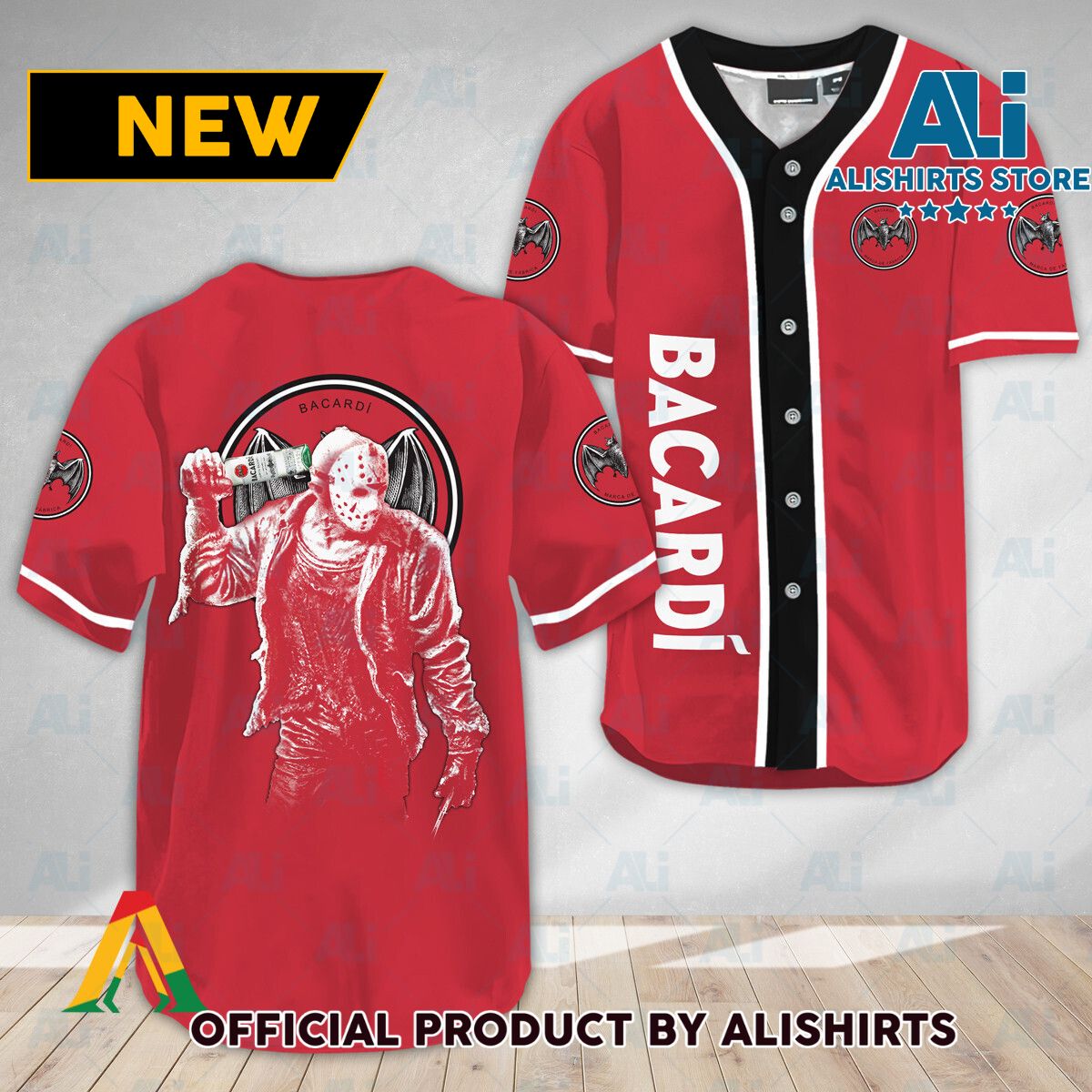 Horror Jason Voorhees Bacardi Rum Baseball Jersey