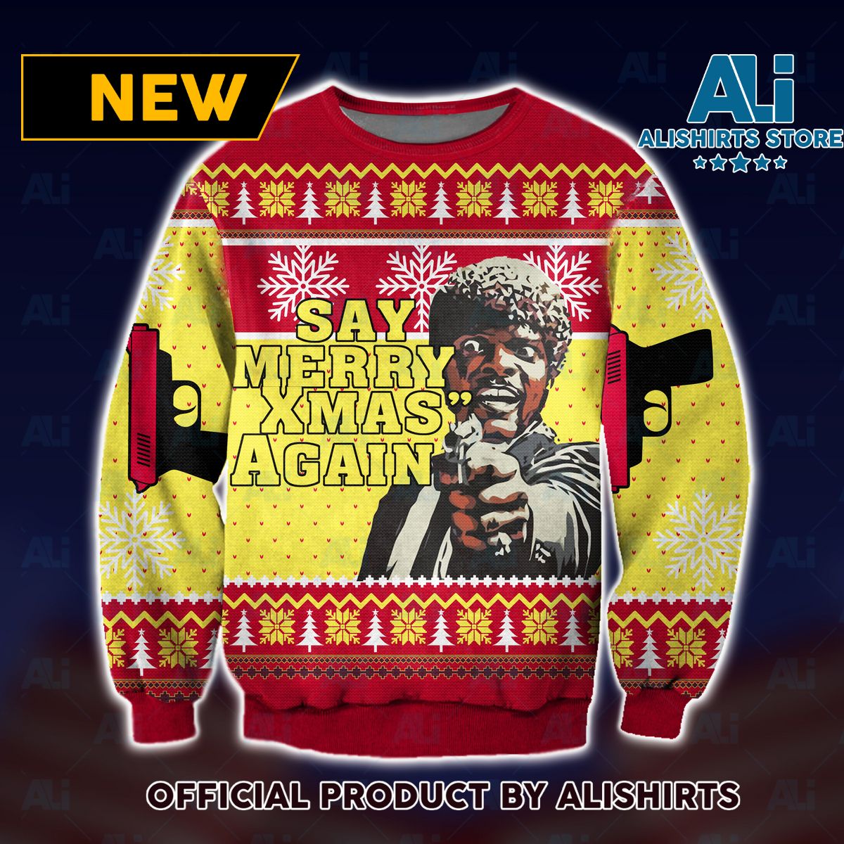 Pulp Fiction Say Merry Xmas Again Ugly Christmas Sweater