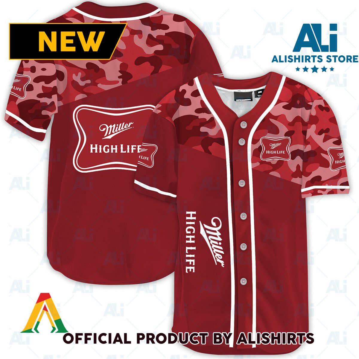 Classic Camouflage Miller High Life Baseball Jersey