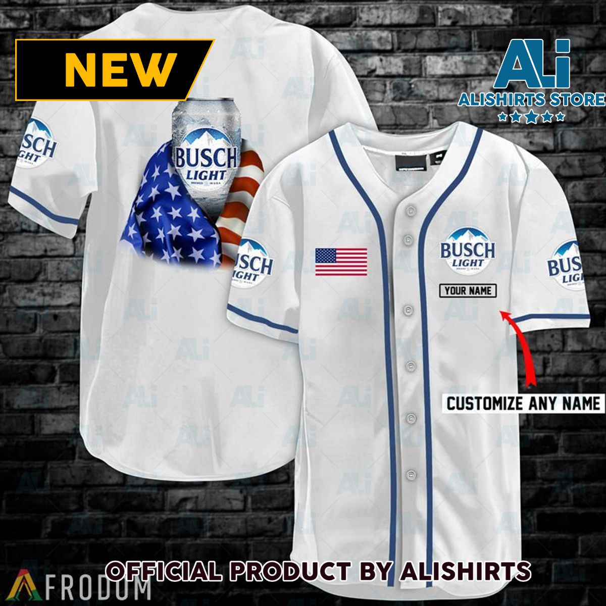 Personalized Vintage White USA Flag Busch Light Jersey Shirt