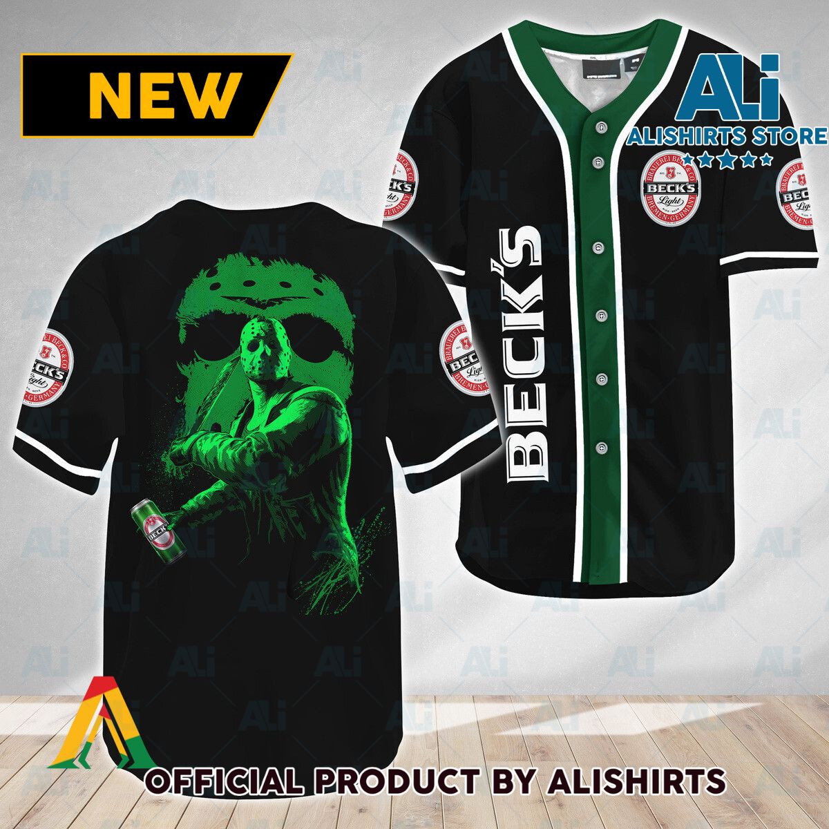 Jason Voorhees Friday The 13th Beck's Beer Baseball Jersey