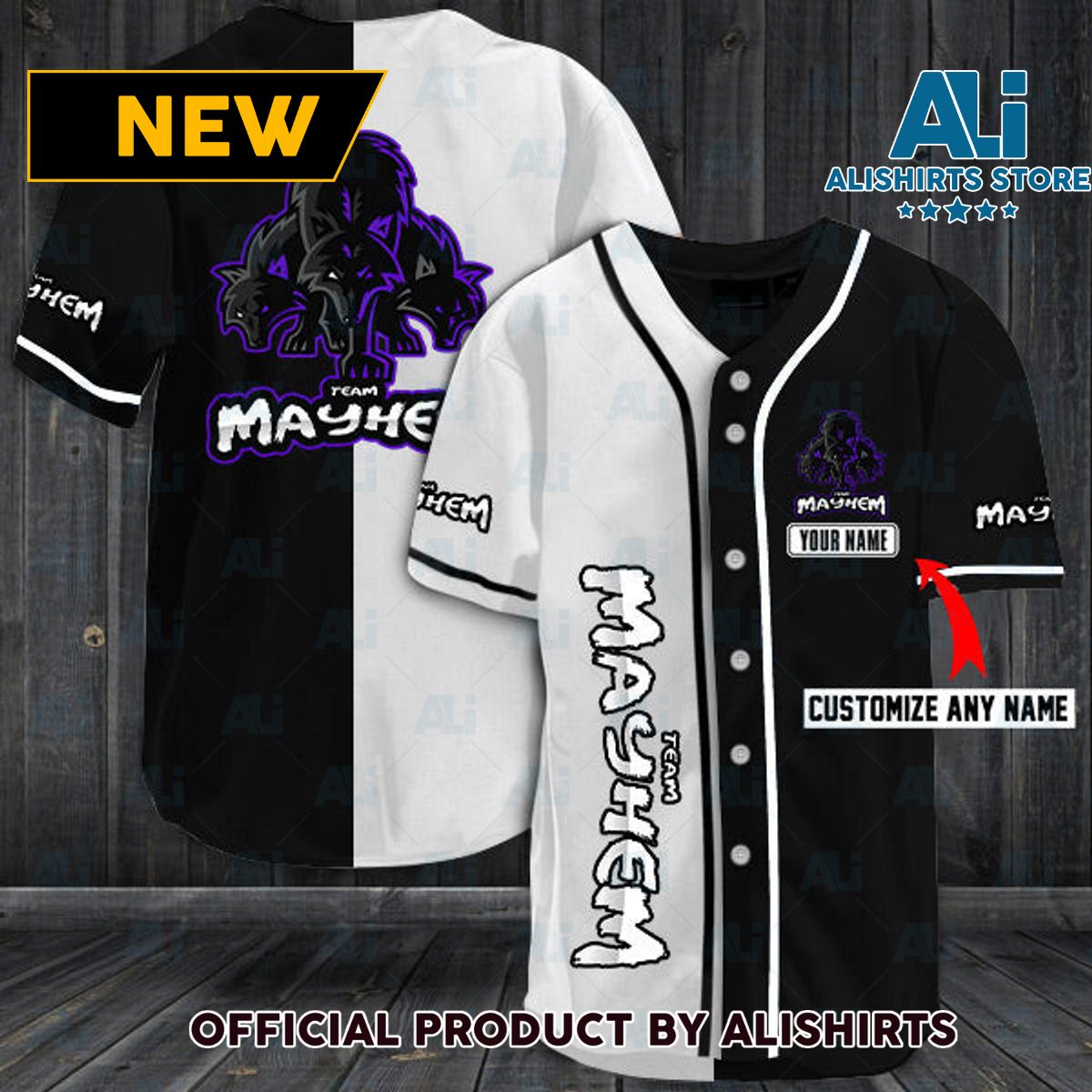 Personalized Mayhem Team Baseball Jersey