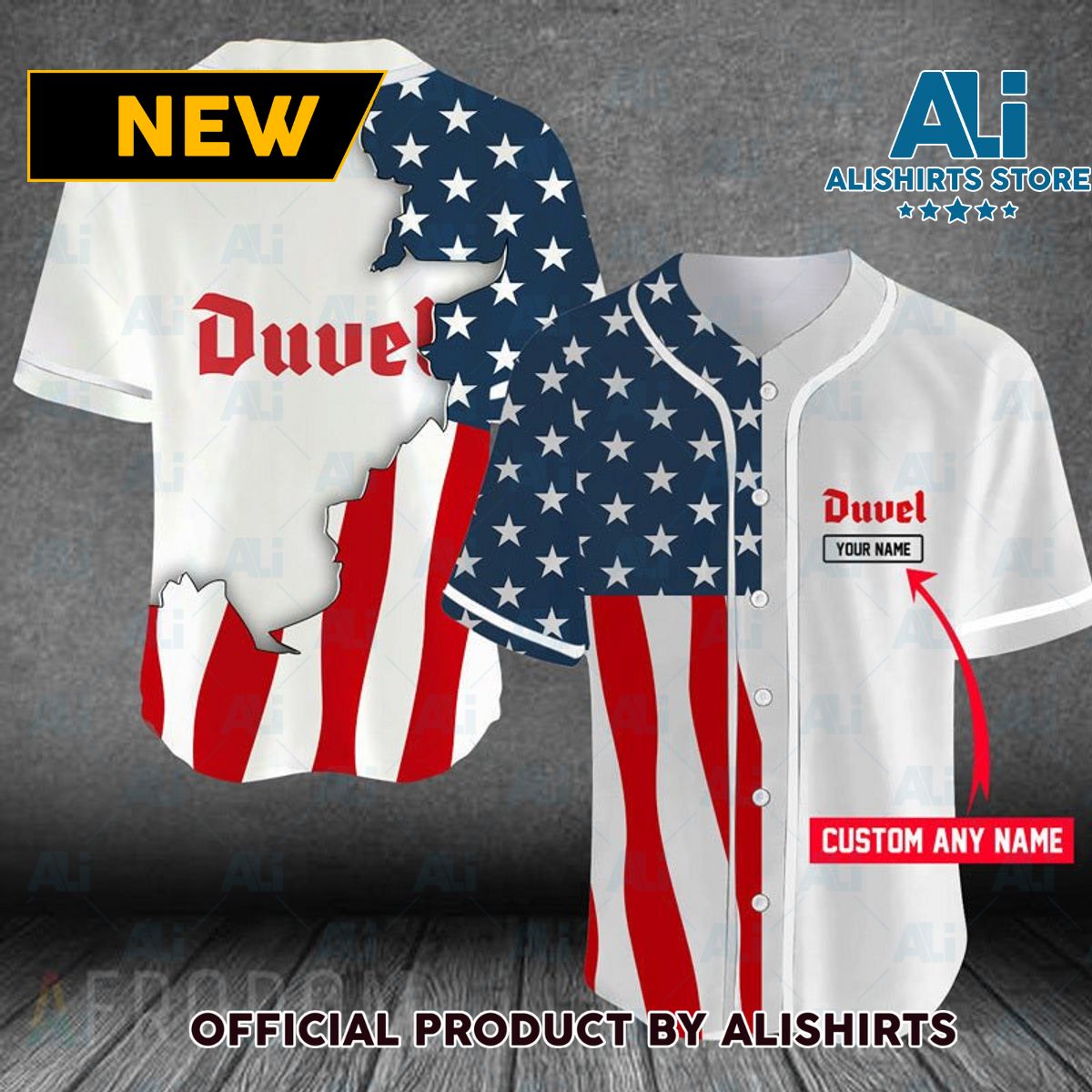 Personalized US Flag Duvel Baseball Jersey