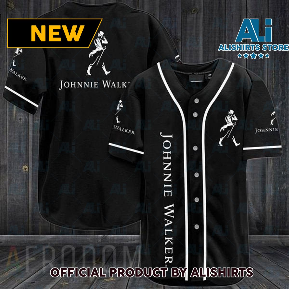 Black Johnnie Walker Baseball Jersey