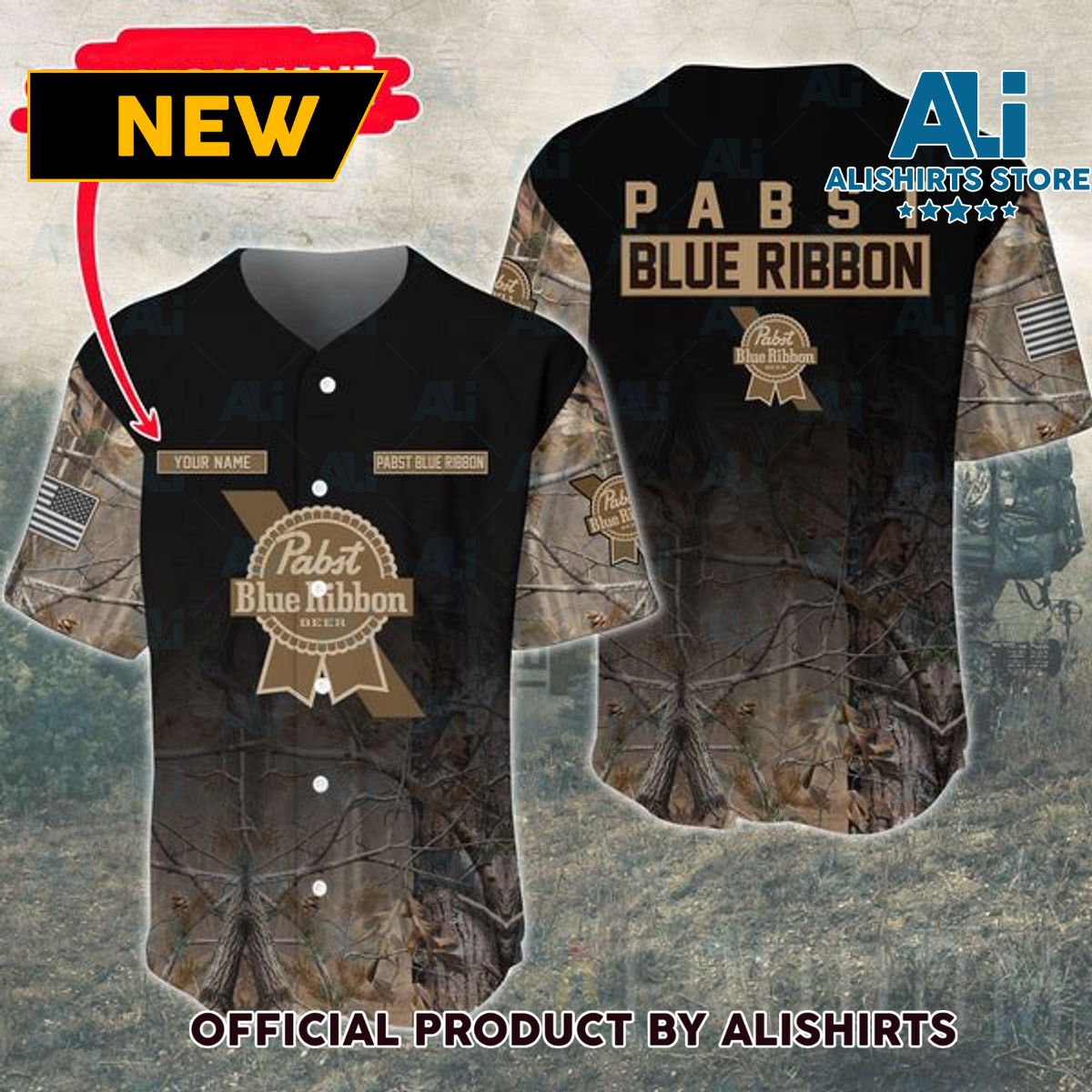 Personalized Deer Hunting Pabst Blue Ribbon Baseball Jersey