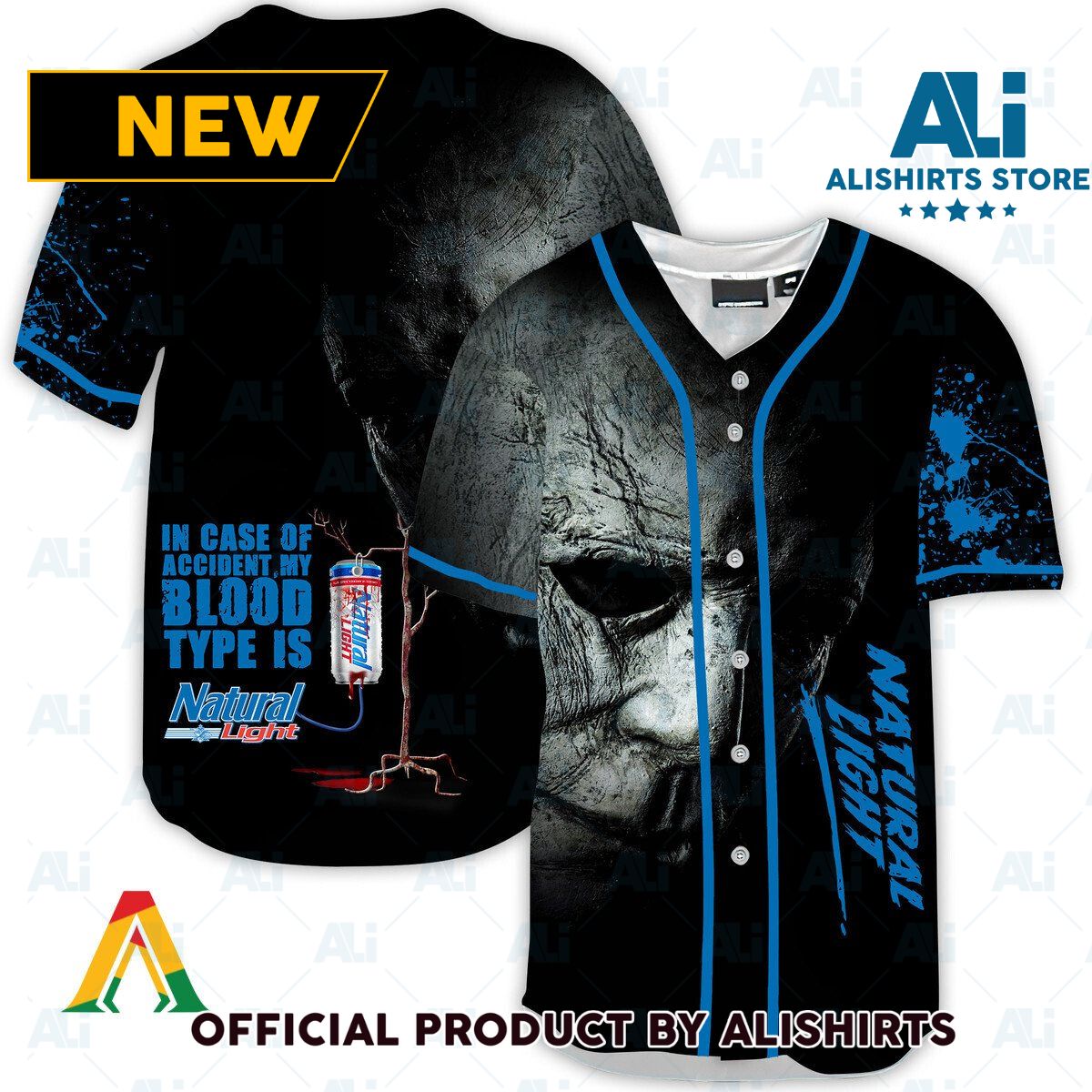 Halloween Horror Michael Myers Natural Light Baseball Jersey